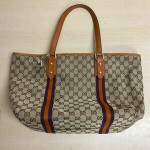 営MK49-100A GUCCI グッチ キャンバス トートバッグ シェリーライン 