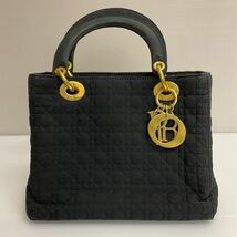 営HG94-80T Christian Dior クリスチャンディオール ハンドバッグ レディディオール ブラック W約24cm H約19cm D約11cm_画像1