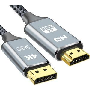 Display-Port to HDMI 変換ケーブル 4K 解像度 1M ディスプレイ-ポート to HDMI オスにオス 変換ケーブル 1M