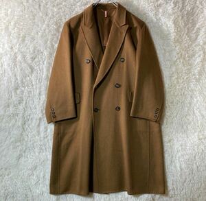 【アパレル】☆美品☆ PEARLTONE カシミヤ シルクブレンド ダブル チェスターコート L メンズ 人気 おしゃれ 古着 大きいサイズ キャメル