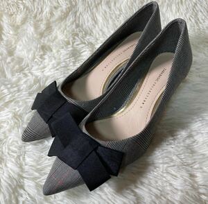 [ apparel ]* beautiful goods * ZARA Zara ribbon pumps check pattern 37 approximately 24cm casual lady's popular stylish shoes shoes 