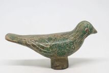 中国美術 漢代 青銅 文様象嵌 鳥置物 TK044_画像3