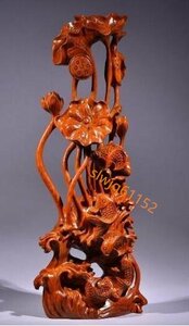 高品質 花梨木彫刻工芸品毎年彫刻される置物の高さ22 cm