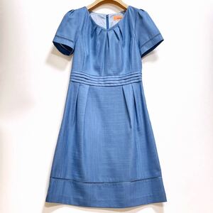 После того, как однажды носить, очистить красивые товары Sunauna Sunauna Blue Experaily Glossy Line с коротким рукавом платье 34 XS S размер