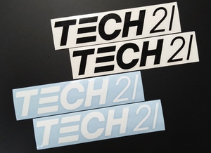 TECH21 テック21 カッティングステッカー 4枚セット（ブラック2枚 ホワイト2枚） 150mm×32mm 切り文字 レトロ