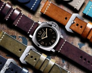 *30% off STONEWALL for PANERAI 24mm オールドグレー パネライ ベルト ストラップ 時計ベルト アンティーク 革 レザー 軍用時計