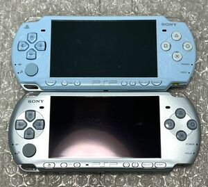 〈良品・動作確認済み〉PSP-3000 本体 ミスティックシルバー＋PSP-2000 フェリシアブルー PlayStation Portable 薄型