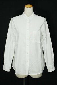 美品 メーカーズシャツ鎌倉 洗えるバンドカラー長袖コットンシャツ 白F mg532