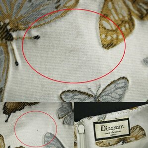 美品 ダイアグラム/グレース 蝶々柄ジャガード織ノースリーブワンピース 灰38 ri293の画像10