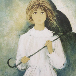 ベルナール・シャロワ『カサを持つ少女』リトグラフ ed.234/250. 鉛筆サイン 額、箱付きの画像3