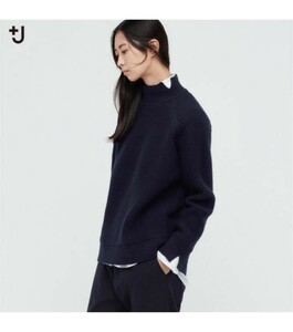 UNIQLO*XLサイズ UNIQLO+J プレミアムラムケーブルハイネックセーター*長袖*NAVY 446351*プラスジェー ジルサンダー*濃紺*ニット