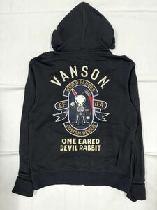 VANSON×CROWS×WORST バンソン 武装戦線 デスラビット 裏毛 ZIPパーカー crv-2315 ブラック Lサイズ