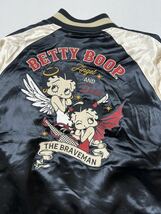 Betty Boop x BRAVE-MAN ベティ ブレイブマン コラボ SKA サテン×ファー リバーシブル スカジャン BBB-2358 ブラック Lサイズ_画像4