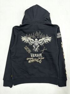 VANSON バンソン 裏毛 ZIP パーカー ジャケット NVSZ-2310 ブラック Lサイズ
