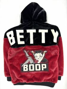 Betty Boop x BRAVE-MAN ベティ ブレイブマン コラボ ロング丈 ファージャケット パーカー BBB-2357 レッド Mサイズ
