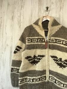 249☆【カナダ製 イーグル柄 カウチンニットジャケット】CANADIAN SWEATER カウチンニットセーター