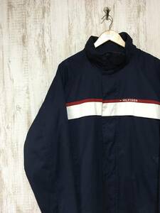 362☆【裏地キルト マウンテンジャケット】TOMMY HILFIGER トミーヒルフィガー ナイロンジャケット 中綿入り 紺 L