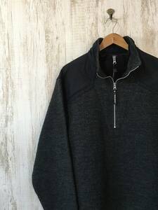 V109☆【USA製 プルオーバー ウール ナイロン ジャケット】WOOLRICH ウールリッチ アメカジ ダークグレー 襟レイヤード L