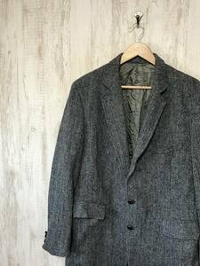 V141☆【USA製 ハリスツイード ジャケット】American HARRIS TWEED シングルブレザー ヘリンボーン