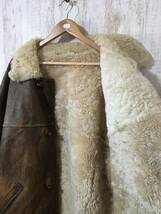 675☆【イタリア製 裏ボア ムートンジャケット ランチコート】Original Shearling 茶 50_画像8