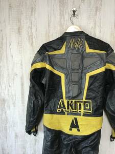 742☆【レザー ライディングスーツ つなぎ オールインワン】AKITO バイクウェア 52 マルチカラー ジャケット