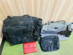 HB2 1円～ 【正規品】 PRADA プラダ おまとめ4点セット ハンドバッグ ポーチ セカンドバッグ 財布 黒 赤 レディース ブランド品 