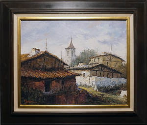 Art hand Auction ◆Autor/título desconocido (Francia) Pintura al óleo No. F10 Francia Imagen, Recubrimiento de espesor medio ■ Tamaño de la frente 74 cm x 66 cm, cuadro, pintura al óleo, Naturaleza, Pintura de paisaje