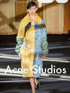 ACNE STUDIOS アクネ レオパード コートひょう柄 オーバーサイズ 2016AWロング丈 リアルファー ストール 毛皮コート レア 予約販売品