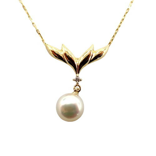 ミキモト MIKIMOTO K18 1粒 パール ダイヤ 1P チェーン ネックレス ジュエリー