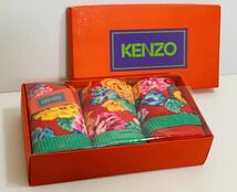 未使用保管品 ケンゾー KENZO ウォッシュタオル 3枚セット 花柄 KZ405 W レッド_画像1