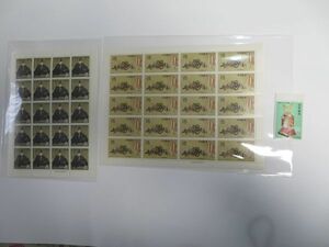 ⑧　コレクション処分品　　　386 　　日本切手シート　「第1次国宝シリーズ　鎌倉時代　2種」1968年　15円×20枚　2種　2シート