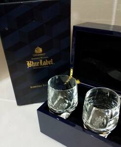 光輝く Johnnie Walker ジョニーウォーカー ブルーラベル ロックグラス 2個 ペアグラス ウィスキーグラス ウィスキー 冊子 箱付 未使用品