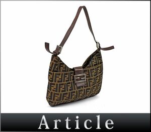 164634◇ FENDI フェンディ ズッカ マンマバゲット ショルダーバッグ セミショルダー 26569 ナイロン レザー ブラウン レディース/ B