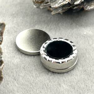  раунд Stone магнит серьги * серьги мужской серебряный серебряный свободный размер новый товар не использовался поддельный серьги серьги [PN269-6]