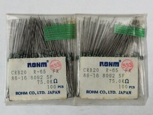 Rohm/ローム CRB20 Metal film resistor 75.0KΩ ±1％ カラーコード：紫緑黒赤茶 約198pcs 未検査品