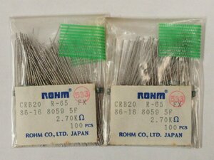 Rohm/ローム CRB20 Metal film resistor 2.70KΩ ±1％ カラーコード：赤紫黒茶茶 約190pcs 未検査品