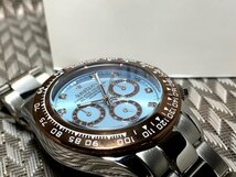 天然ダイヤモンド付き 新品 JAPANKRAFT ジャパンクラフト 正規品 自動巻き 腕時計 機械式 アイスブルー コスモグラフ ビジネスウォッチ_画像8