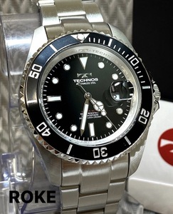 新品 テクノス TECHNOS 正規品 腕時計 定番腕時計 ビジネスウォッチ ダイバー腕時計 メンズ プレゼント ブラック 回転ベゼル
