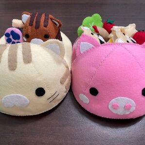 フェルトままごと かわいい動物のランチプレートセット