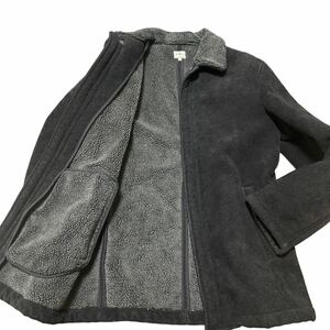 【極暖】Lサイズ Calvin Klein カルバンクライン ムートンコート ジャケット 裏全面ボア 肉厚 メンズ ビジネス ブラックフェイク 黒