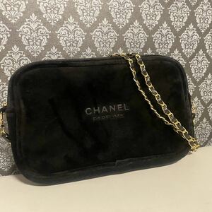 CHANEL　ベロア　ベルベット　バッグ　クラッチ　チェーン　ノベルティ　新品　未使用　ベルベット　黒　レア　希少　貴重　シャネル