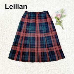 Leilian レリアン チェック プリーツスカート 11号 L レディース B122326-141