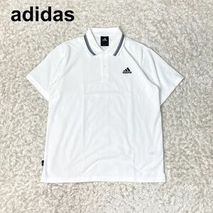未使用 アディダス adidas 半袖ポロシャツ メンズ 白 ホワイト ロゴ刺繍 ゴルフ M B122313-28