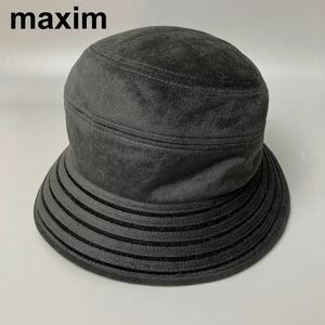 maxim マキシン KOBE ハット 帽子 ベルベット 黒 Sサイズ 55.5cm レディース B122313-139