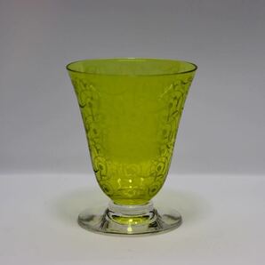 アンティーク フランス　バカラ　ミケランジェロ グラス　美しい黄緑色