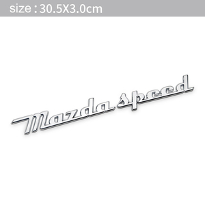 MAZDA SPEED 3Dエンブレム 両面テープ メッキシルバー 横30.5cm×縦3cm　①