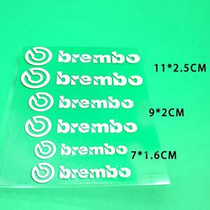 Bremboステッカー シルバー 横11cm×縦13cm (１シート＝大中小　計６枚)　ブレンボ