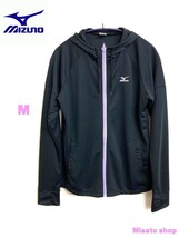 ★mizuno★ミズノ レディース 長袖 指穴つき パーカー 黒 M_画像1