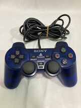 【動作確認済】PS2 SCPH-10010 コントローラー DUALSHOCK2 ミッドナイト ブルー クリア PlayStation SONY_画像1