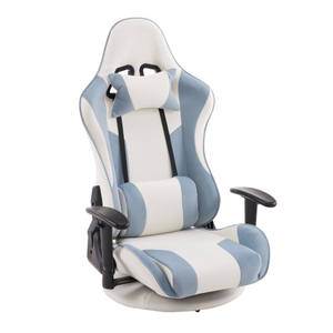 ベージュ＋ブルー ゲーミングチェア 座椅子 デスクチェア 通気性 一人掛け 腰楽 座いす リクライニング パソコンチェア 多機能 腰痛対策